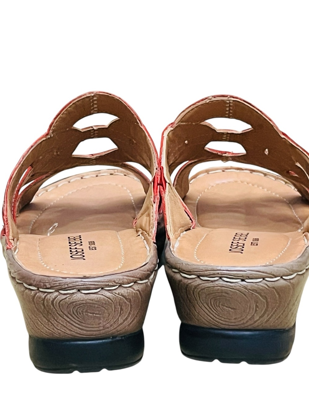 Josef Seibel Catalonia Sandals Leather Red Slip On Comfort Slides Shoes Sz 9 - Picture 8 of 12